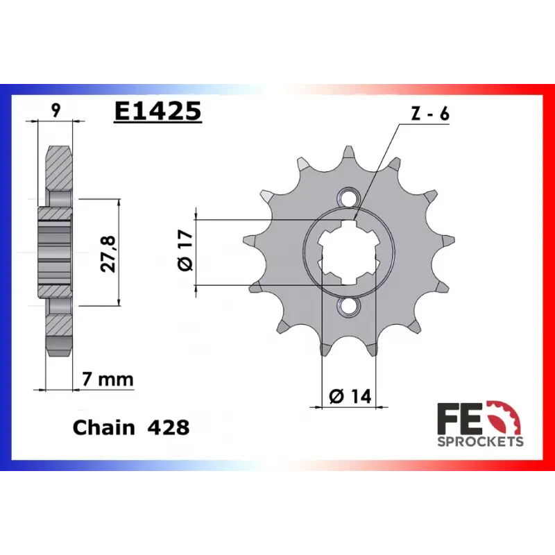Affaire À Saisir Pignon 13 dents pour chaine 428 – France Equipement 3988.E1425.13