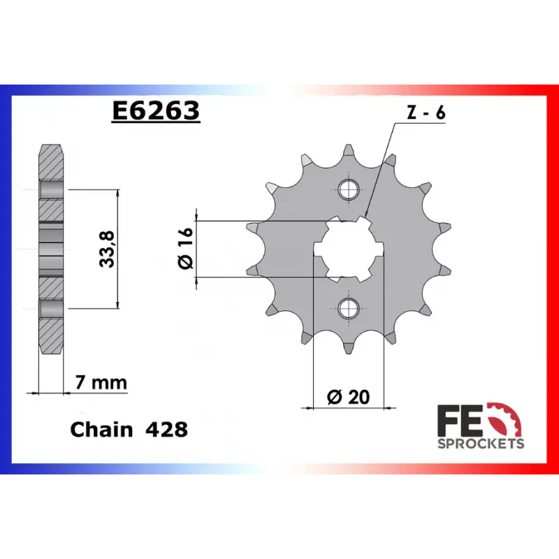 Expédié Aujourd&rsquo;hui Pignon 17 dents pour chaine 428 – France Equipement 6302.E6263.17