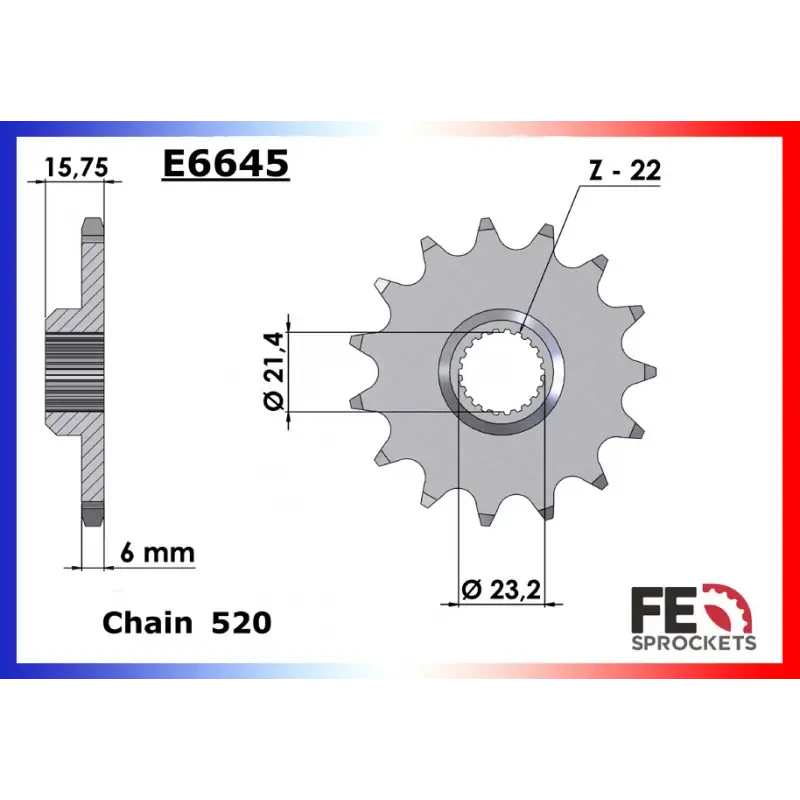 Pignon 16 dents pour chaine – France Equipement 8707.E645.16 Offre Exclusive