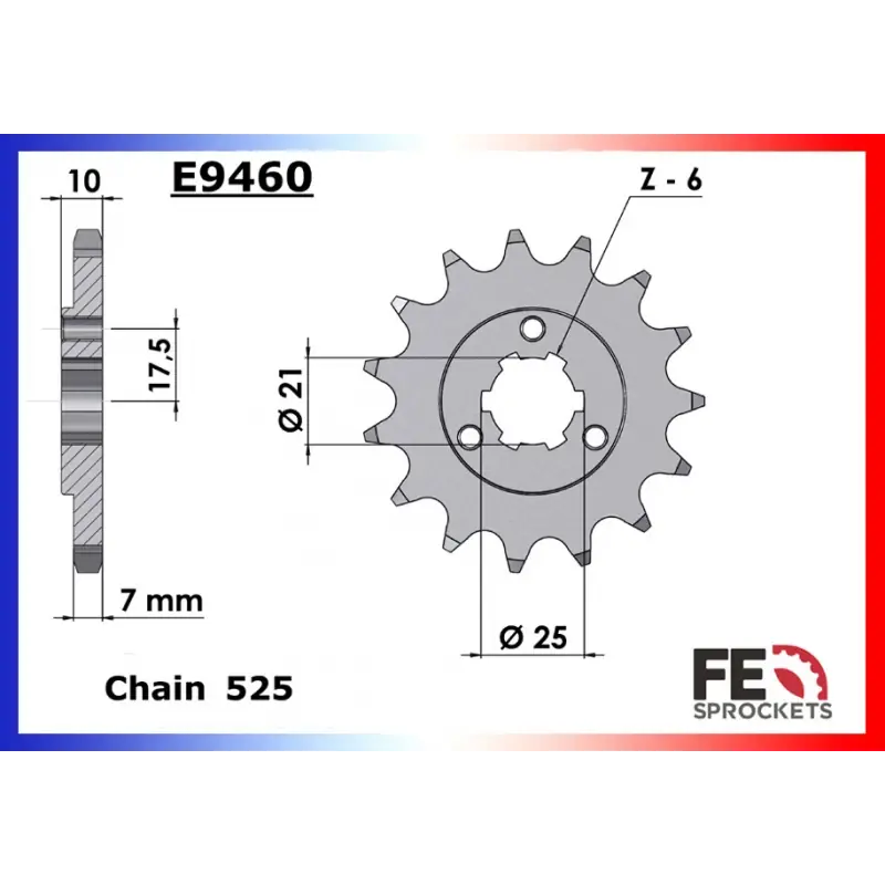 Bon Plan Pignon 16 dents pour chaine 525 – France Equipement 9420.E9460.16