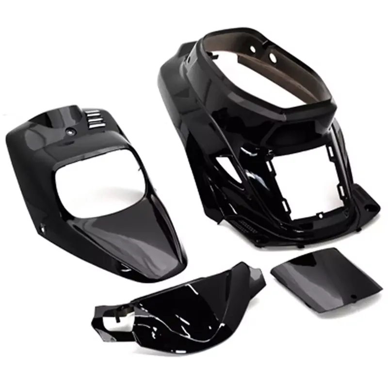 Satisfait Ou Remboursé Kit Carénages / Carrosserie MBK Booster Yamaha Bw's avant 2004 – Noir Brillant 4 pièces