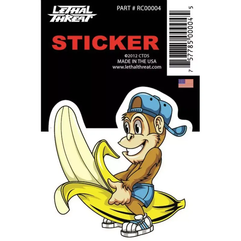Autocollant / Sticker – LETHAL THREAT Mini Vilain Singe Banana 6 x 8cm Marque