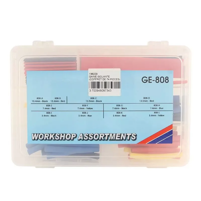 Gaine / Manchon thermorétractable – 74 tubes assortis de 5.4mm à 13.5mm Vente Directe