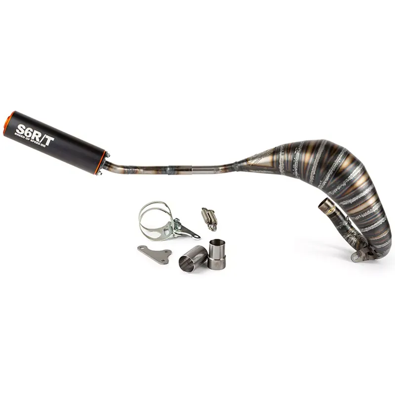 Pas Cher Pot Passage Haut Droit Beta RR 80 / 90cc – CNC Noir / Orange Stage6