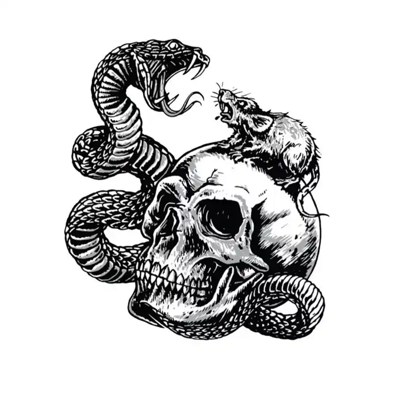 Usine Directe Autocollant / Sticker – LETHAL THREAT Mini Tete De Mort Serpent Rat 6 x 8cm