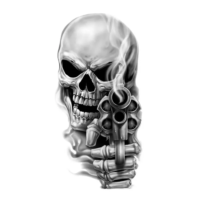 Autocollant / Sticker – LETHAL THREAT Mini Tete De Mort Gun 6 x 8cm Offre Spéciale