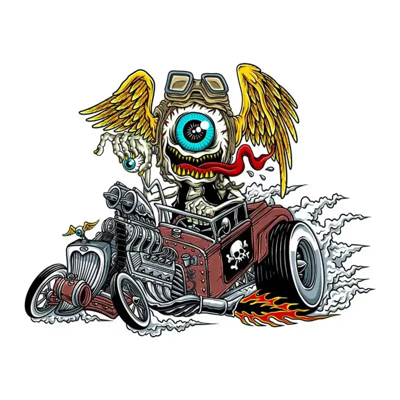 Meilleur Prix Autocollant / Sticker – LETHAL THREAT Mini Flying Eyeball Hot Rodder 6 x 8cm