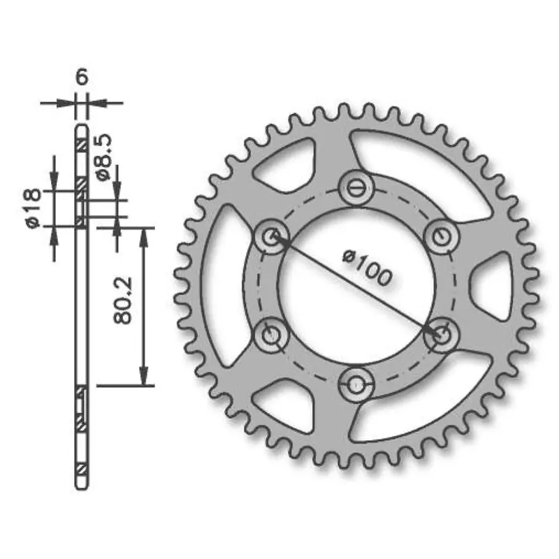 Couronne 52 Dents Rieju RR / Spike – Alésage 80mm 6T / Pas 420 IGM Seulement Aujourd&rsquo;hui
