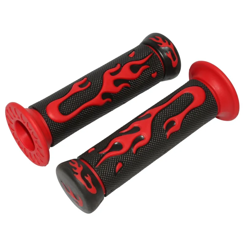 Vente Directe Poignées de Guidon – Flaming Closed End Noir / Rouge Closed end