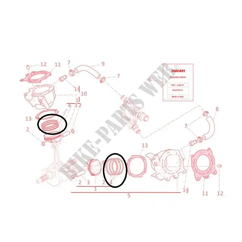 SEGMENTS KIT COMPLET DUCATI 1198 1200 1260 12120521A – NEUF – Promotion Saisonnière