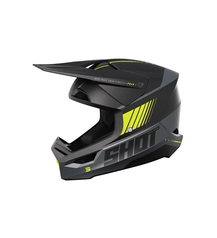 Usine Directe CASQUE SHOT FURIOUS PEAK GRIS NOIR JAUNE XS