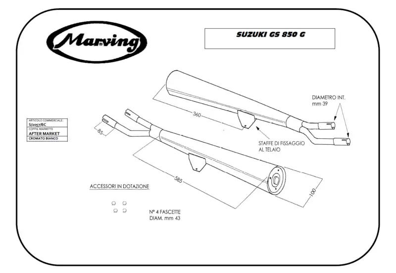 Pas Cher Marving 2 silencieux chromés pour Suzuki GS850G de 79 à 82