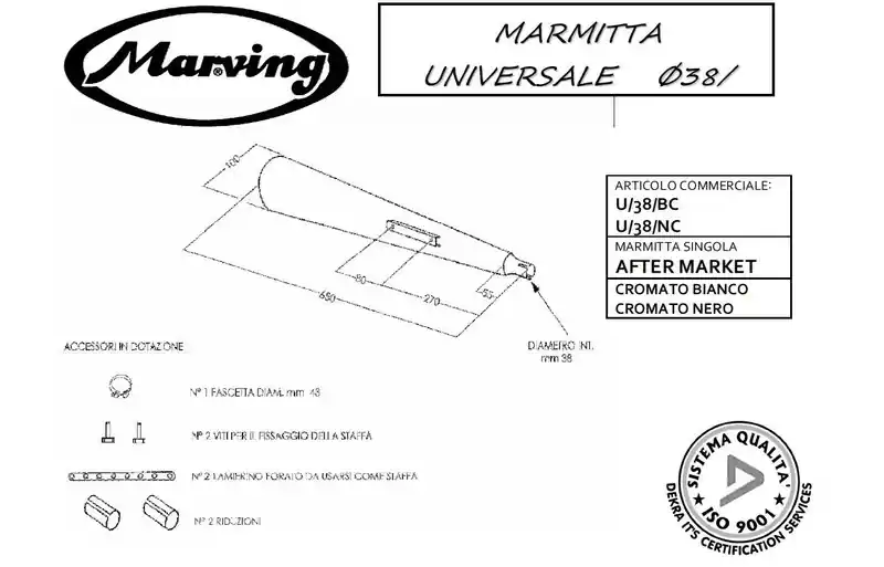 Nouvel Arrivage Silencieux Marving universel vernis noir Ø32-35-38