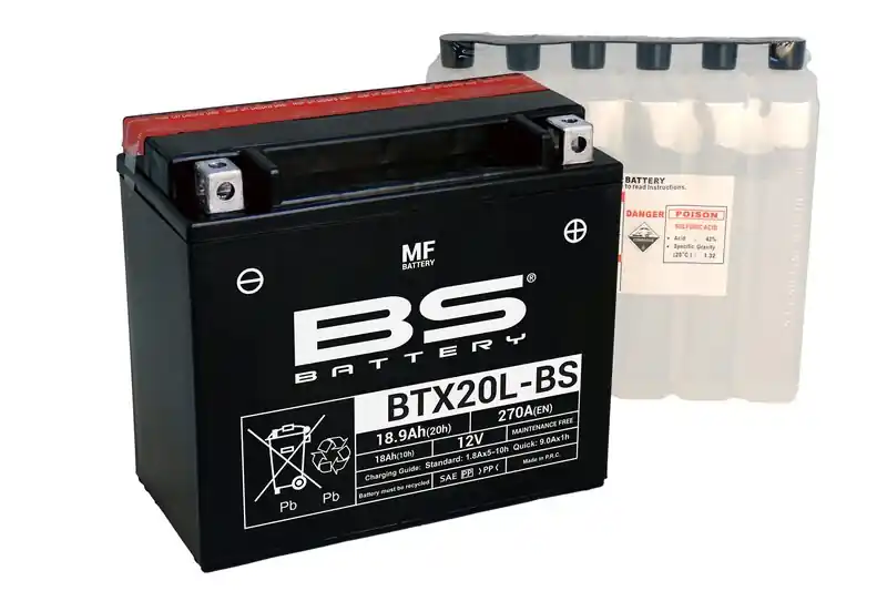 Batterie BS BATTERY sans entretien avec pack acide BTX20L-BS Outlander Can Am Jusqu&rsquo;à 2015 Usine Directe