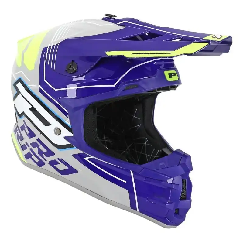 Casque Cross PROGRIP 3080 Adventure Gris Bleu Jaune L – 59/60 cm Satisfait Ou Remboursé
