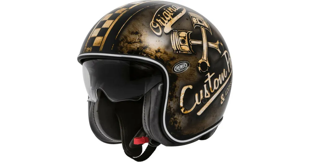 Casque Vintage OP Noir / Marron / Mat- PREMIER XS Prix Bas