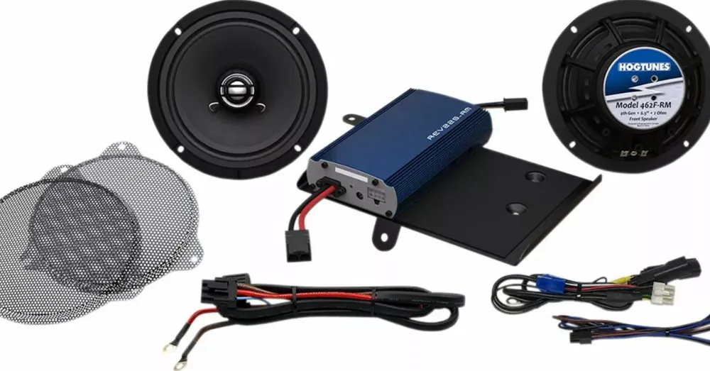 Offre Du Jour Kit Haut-Parleurs Avant 6.5&Prime; + Amplificateur 225W Hogtunes Gen4 Noir/Bleu Touring Street Glide