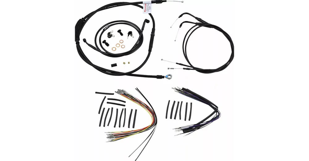 Quantité Limitée Kit de Câbles Complet Burly Guidon Ape Hanger 14&Prime; Noir Softail FXST 00/06