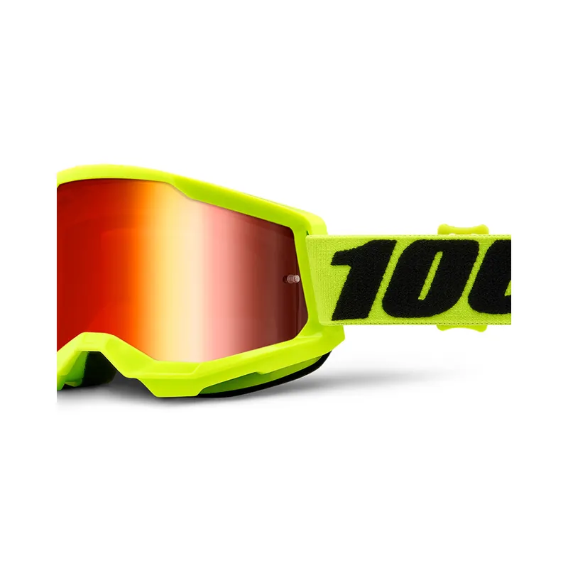 Masque Cross STRATA 2 Jaune Fluo – Ecran Mirror Rouge Promotion Saisonnière