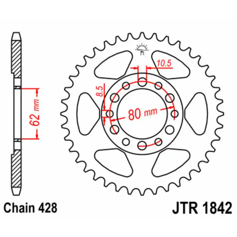 Meilleur Prix Couronne JT SPROCKETS acier standard 1842 – 428