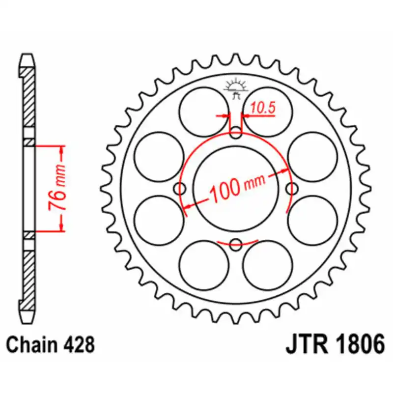 Couronne JT SPROCKETS acier standard 1806 – 428 Offre Spéciale