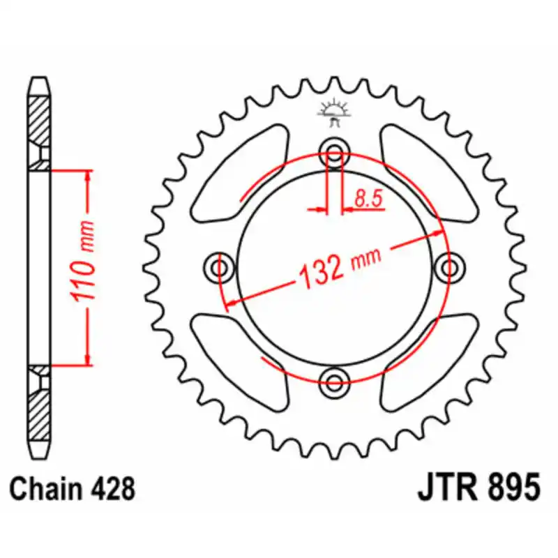 Couronne JT SPROCKETS acier standard 895 – 428 Pas Cher