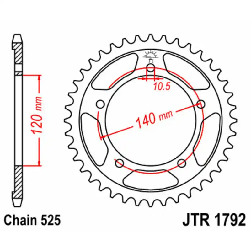 Couronne JT SPROCKETS acier standard 1792 – 525 Seulement Aujourd&rsquo;hui