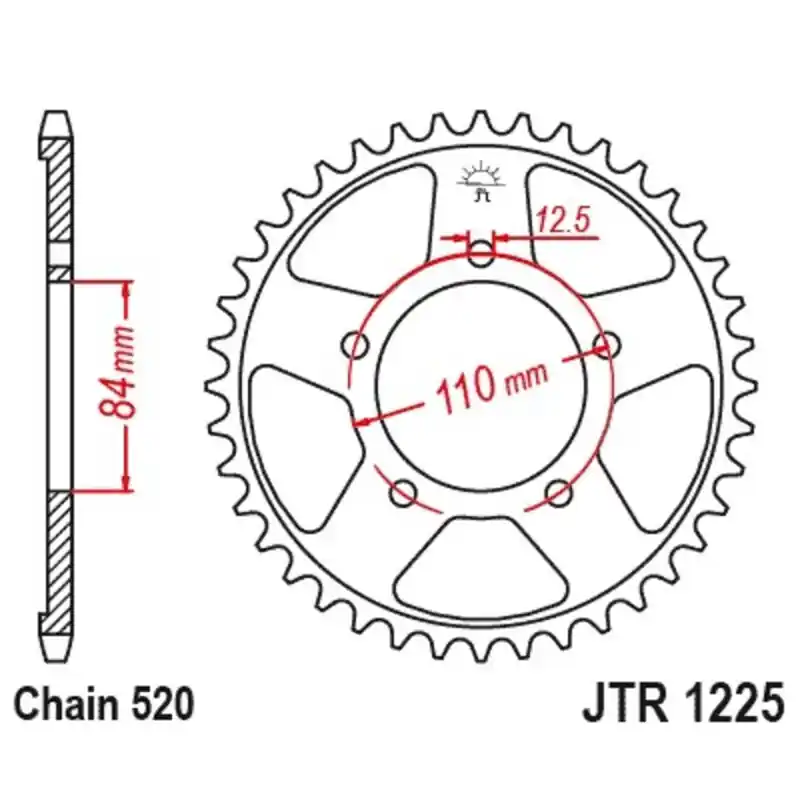 Couronne JT SPROCKETS acier standard 1225 – 520 Prix Cassé