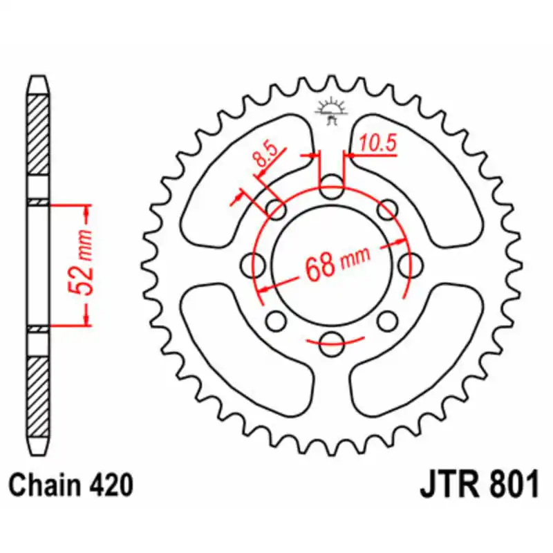 Couronne JT SPROCKETS acier standard 801 – 420 Quantité Limitée