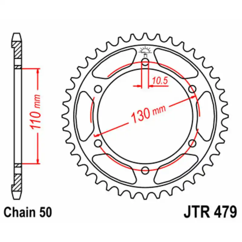 Couronne JT SPROCKETS acier standard 479 – 530 Expédié Aujourd&rsquo;hui