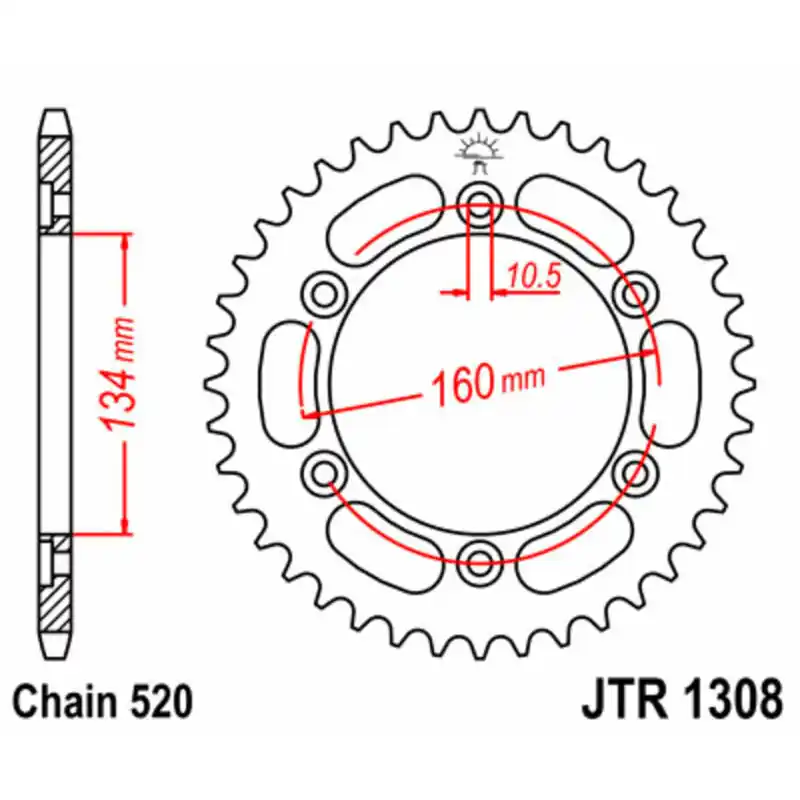Usine Directe Couronne JT SPROCKETS acier standard 1308 – 520