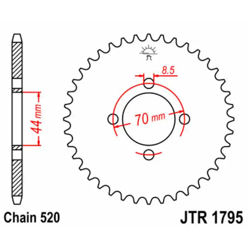 Couronne JT SPROCKETS acier standard 1795 – 520 Retour Gratuit