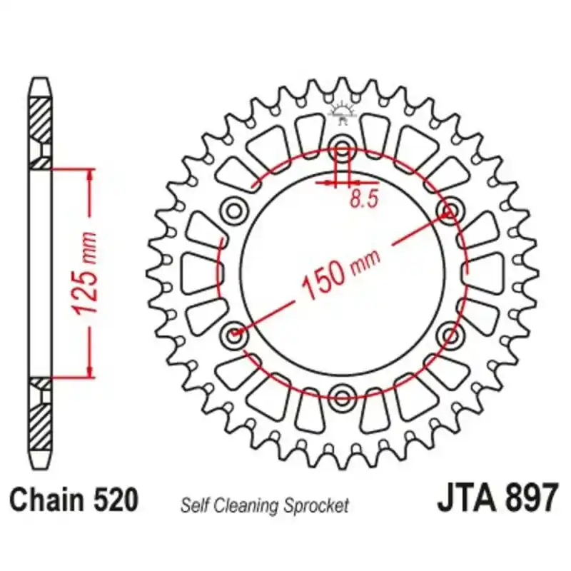 Couronne JT SPROCKETS aluminium ultra-light 897 - 520 Prix Choc