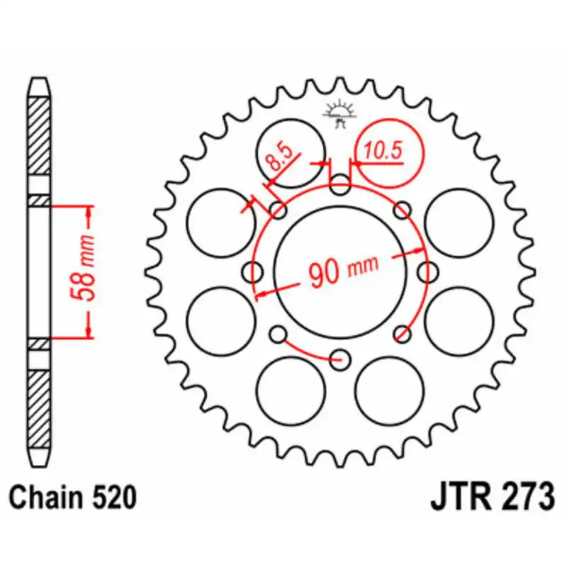 Couronne JT SPROCKETS acier standard 273 - 520 Offre Exclusive
