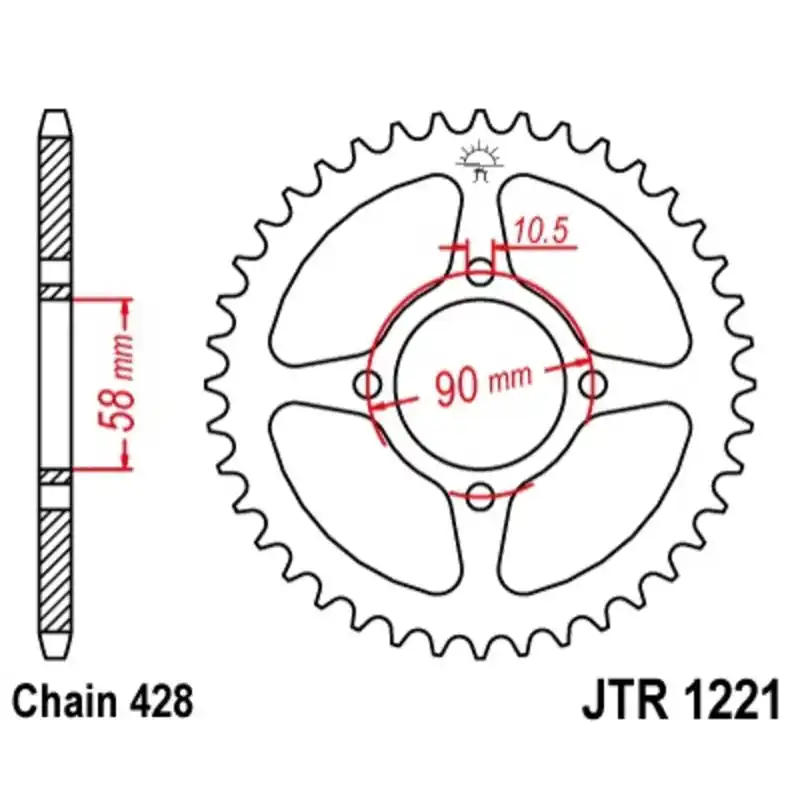 Couronne JT SPROCKETS acier standard 1221 – 428 Petit Prix