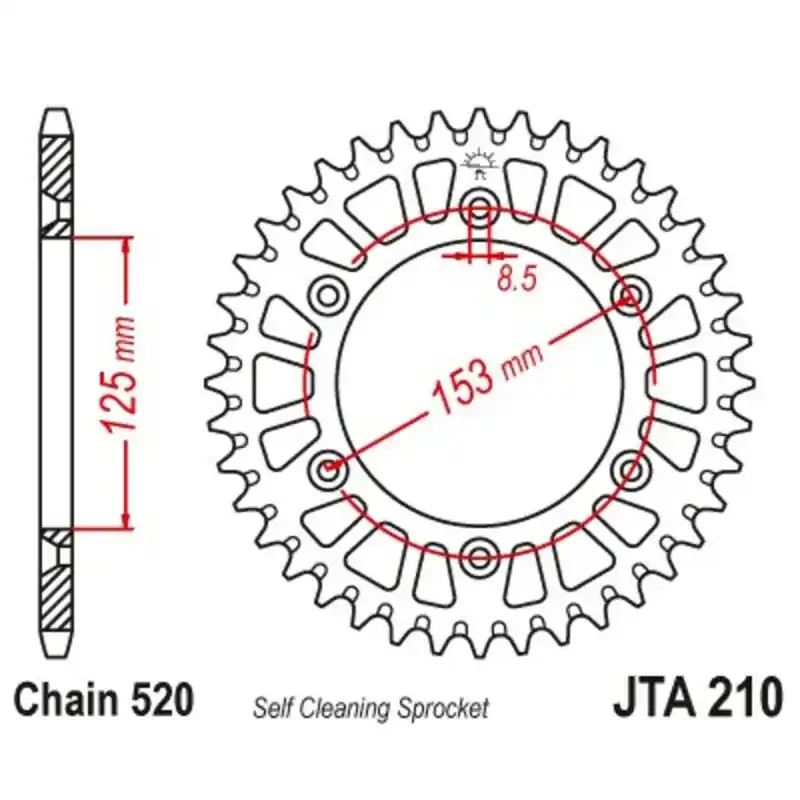 Couronne JT SPROCKETS aluminium ultra-light anti-boue 210 – 520 Prix Réduit
