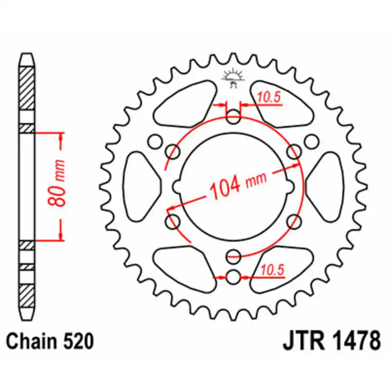Couronne JT SPROCKETS acier standard 1478 – 520 Populaire