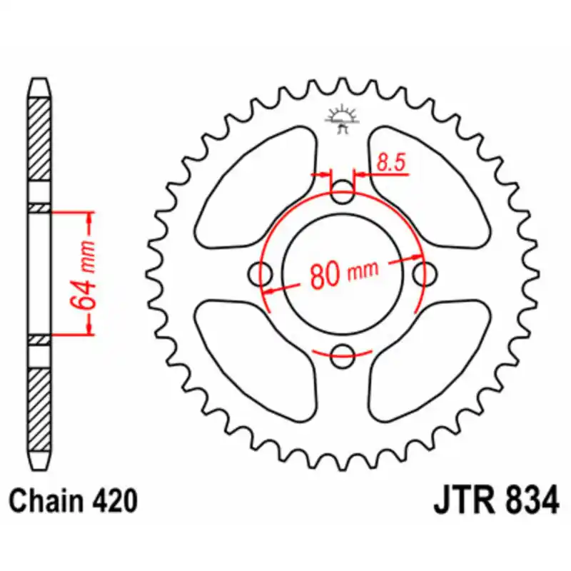 Couronne JT SPROCKETS acier standard 834 – 420 Promotion Saisonnière