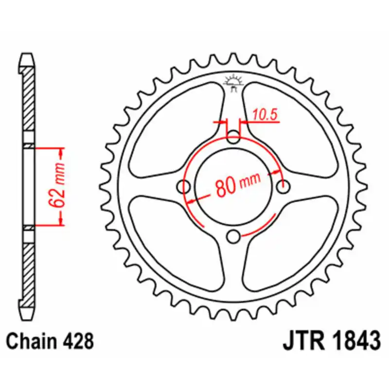 Prix Bas Couronne JT SPROCKETS acier standard 1843 – 428