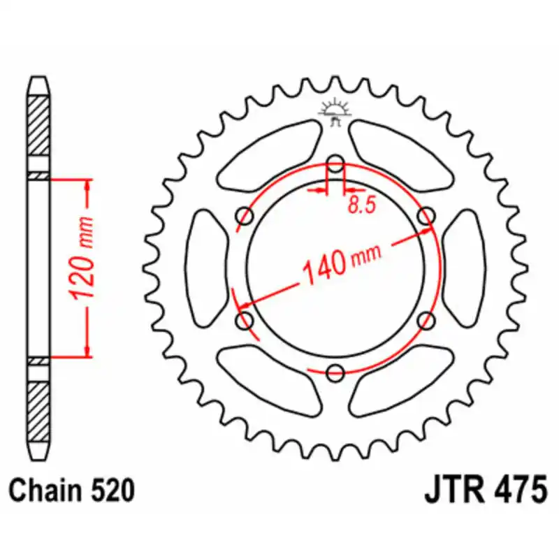 Couronne JT SPROCKETS acier standard 475 – 520 Commander Maintenant