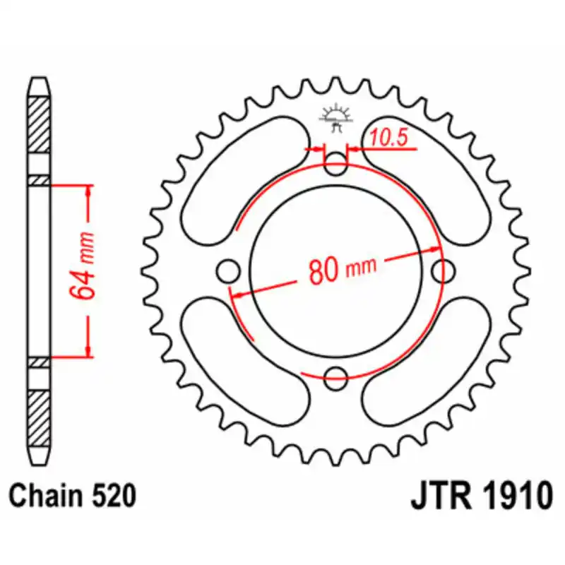 Couronne JT SPROCKETS acier standard 1910 – 520 Satisfait Ou Remboursé