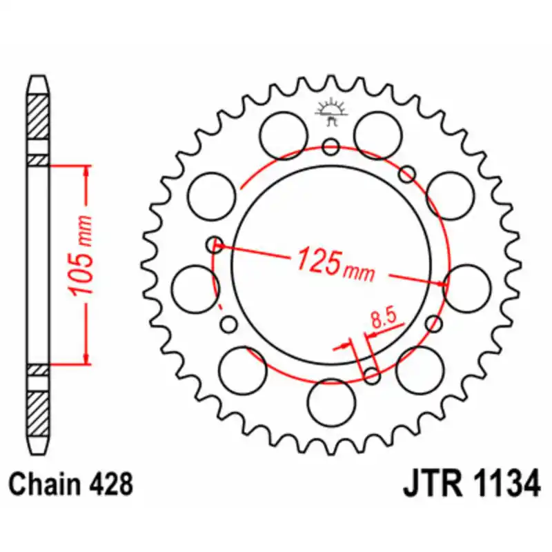 Couronne JT SPROCKETS acier standard 1134 – 428 Marque