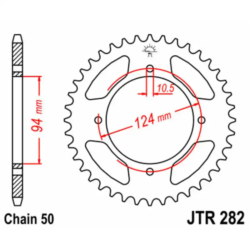Couronne JT SPROCKETS acier standard 282 – 530 Prix Réduit