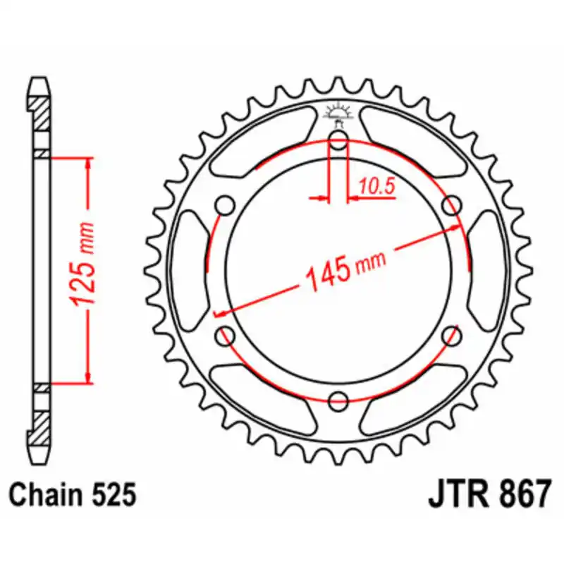 Commander Maintenant Couronne JT SPROCKETS acier standard 867 – 525
