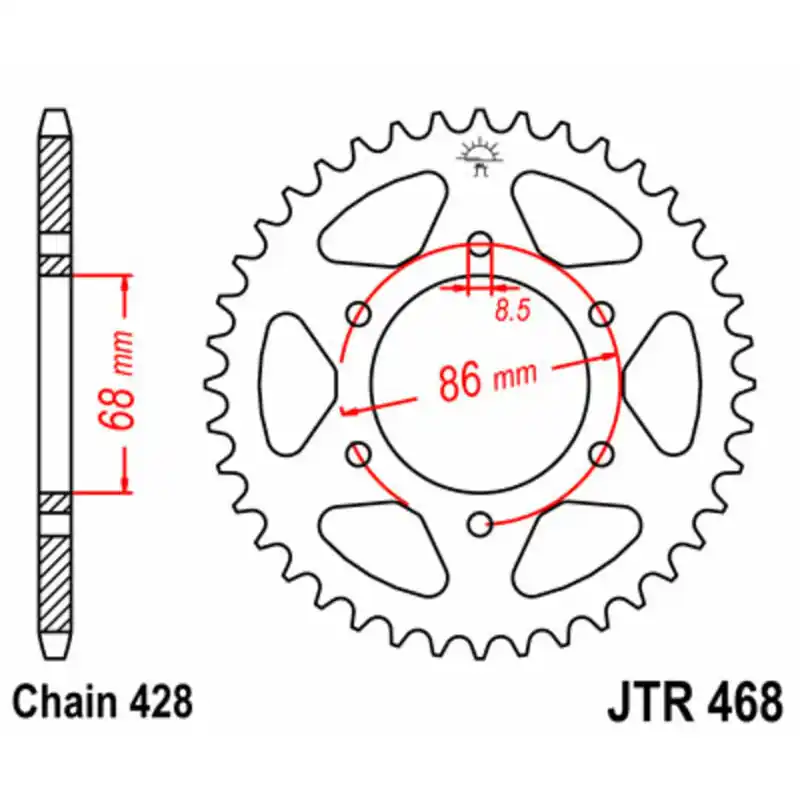 Couronne JT SPROCKETS acier standard 468 – 428 Nouvelle Collection