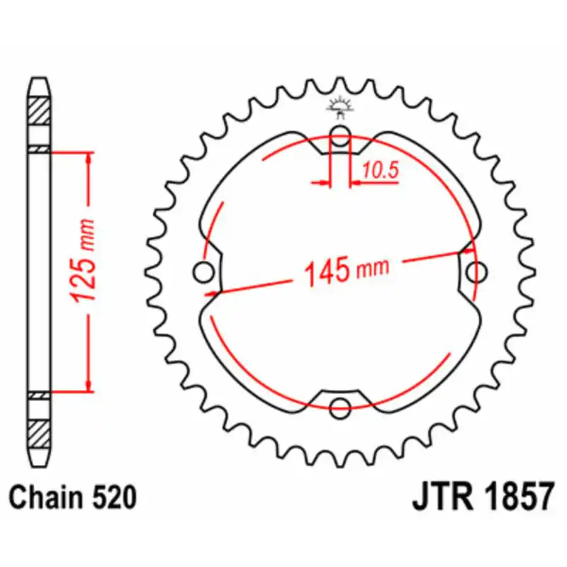 Couronne JT SPROCKETS acier standard 1857 – 520 Promotion