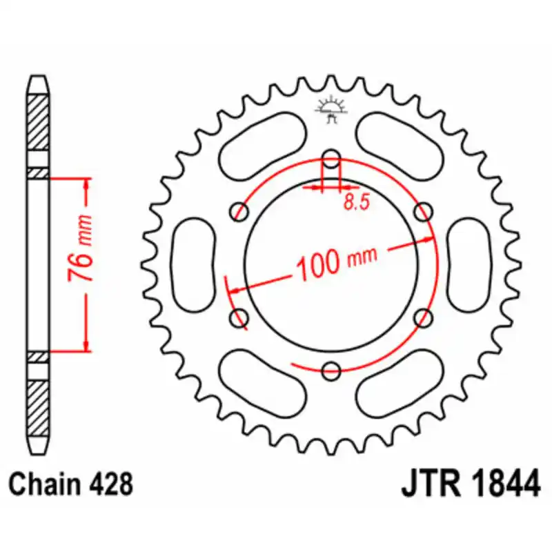Couronne JT SPROCKETS acier standard 1844 – 428 Certifié