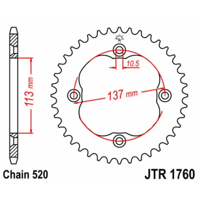 Couronne JT SPROCKETS acier standard 1760 – 520 Achat Immédiat