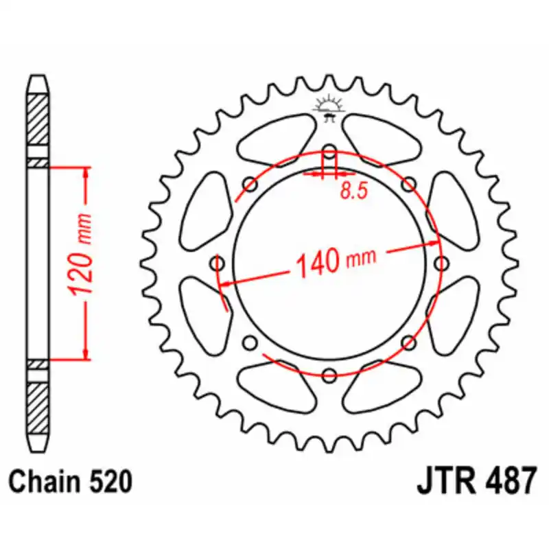 Couronne JT SPROCKETS acier standard 487 – 520 Super Prix