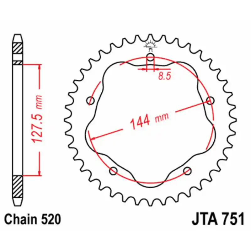 Nouveauté Couronne JT SPROCKETS aluminium 751 - 520